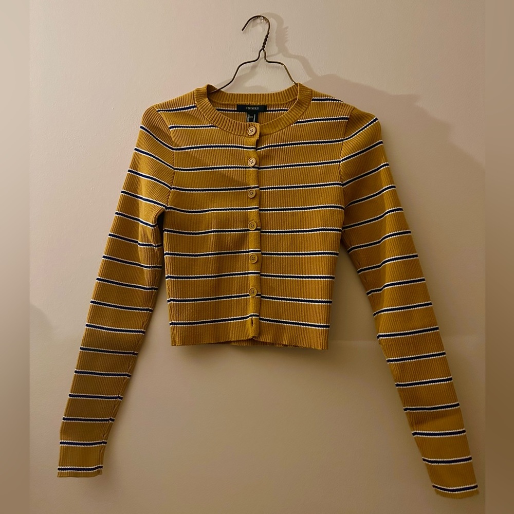 forever 21 button up cropped sweater